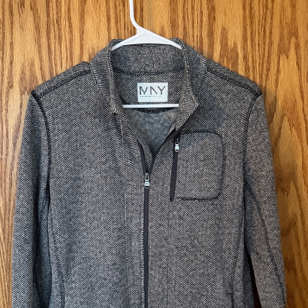 Gray Herringbone Zip-Up Jacket - image 2